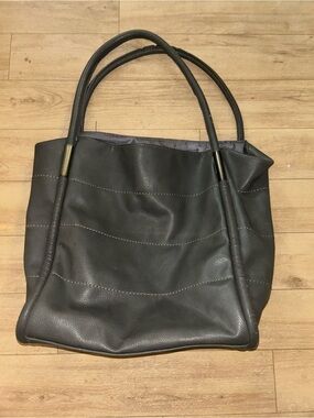 Women's neiman Marcus Dark Gray Leather Tote Bag